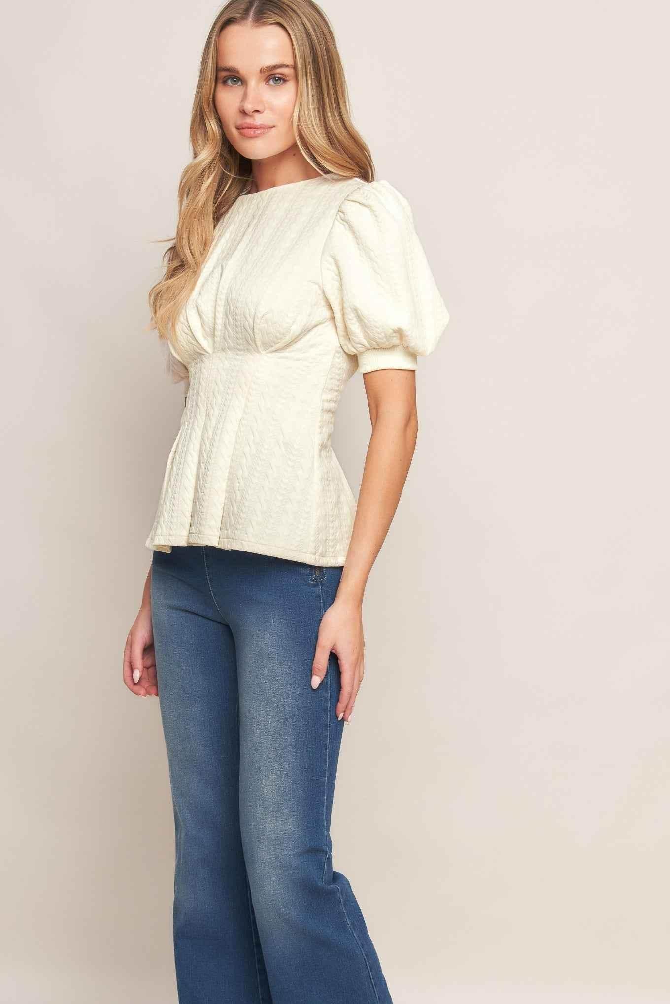 CREAM TWIST WOVEN TOP - GiFTiFY