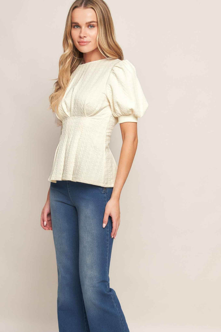 CREAM TWIST WOVEN TOP - GiFTiFY