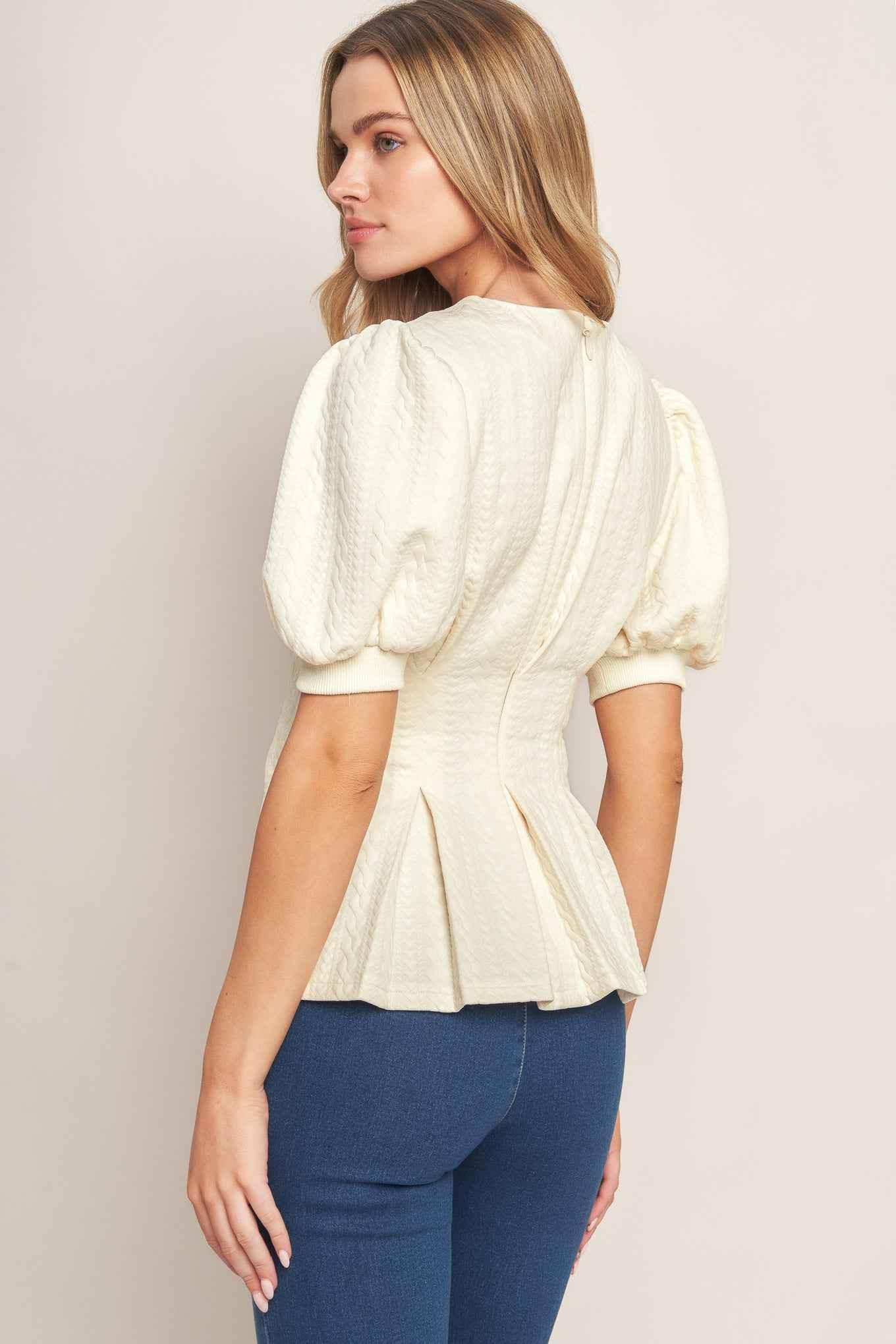 CREAM TWIST WOVEN TOP - GiFTiFY
