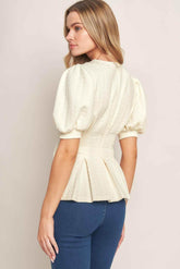 CREAM TWIST WOVEN TOP - GiFTiFY