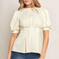 CREAM TWIST WOVEN TOP