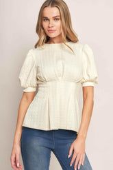 CREAM TWIST WOVEN TOP - GiFTiFY
