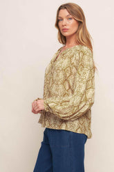 RETRO CHIC TAUPE WOVEN TOP - GiFTiFY