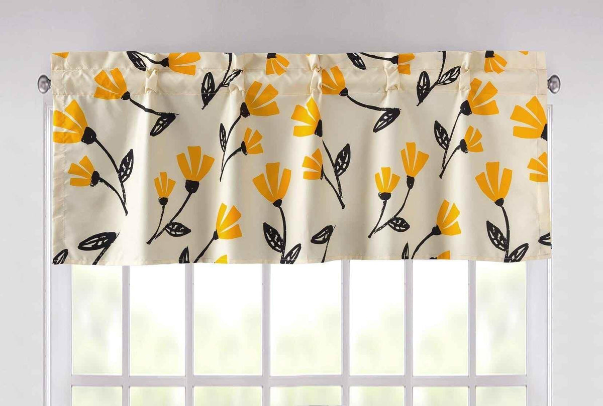 DaDa Bedding Yellow Fleur Floral Golden Orange Ivory Window Curtain Valance - 18" x 52" (18112) Valance by DaDalogy Bedding Collection