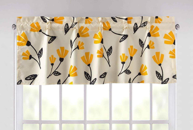 DaDa Bedding Yellow Fleur Floral Golden Orange Ivory Window Curtain Valance - 18" x 52" (18112) Valance by DaDalogy Bedding Collection
