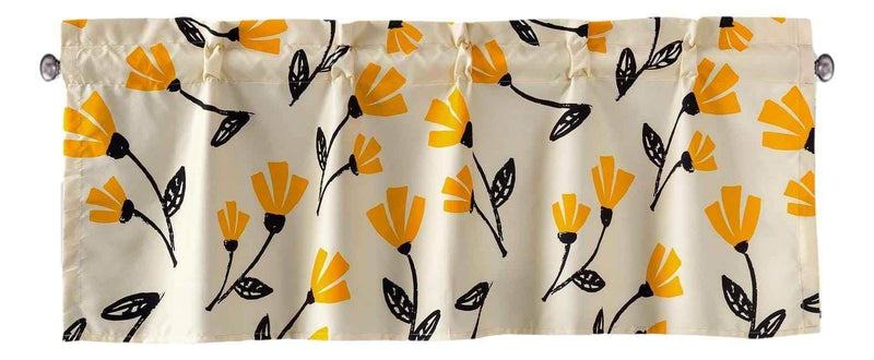 DaDa Bedding Yellow Fleur Floral Golden Orange Ivory Window Curtain Valance - 18" x 52" (18112) Valance by DaDalogy Bedding Collection