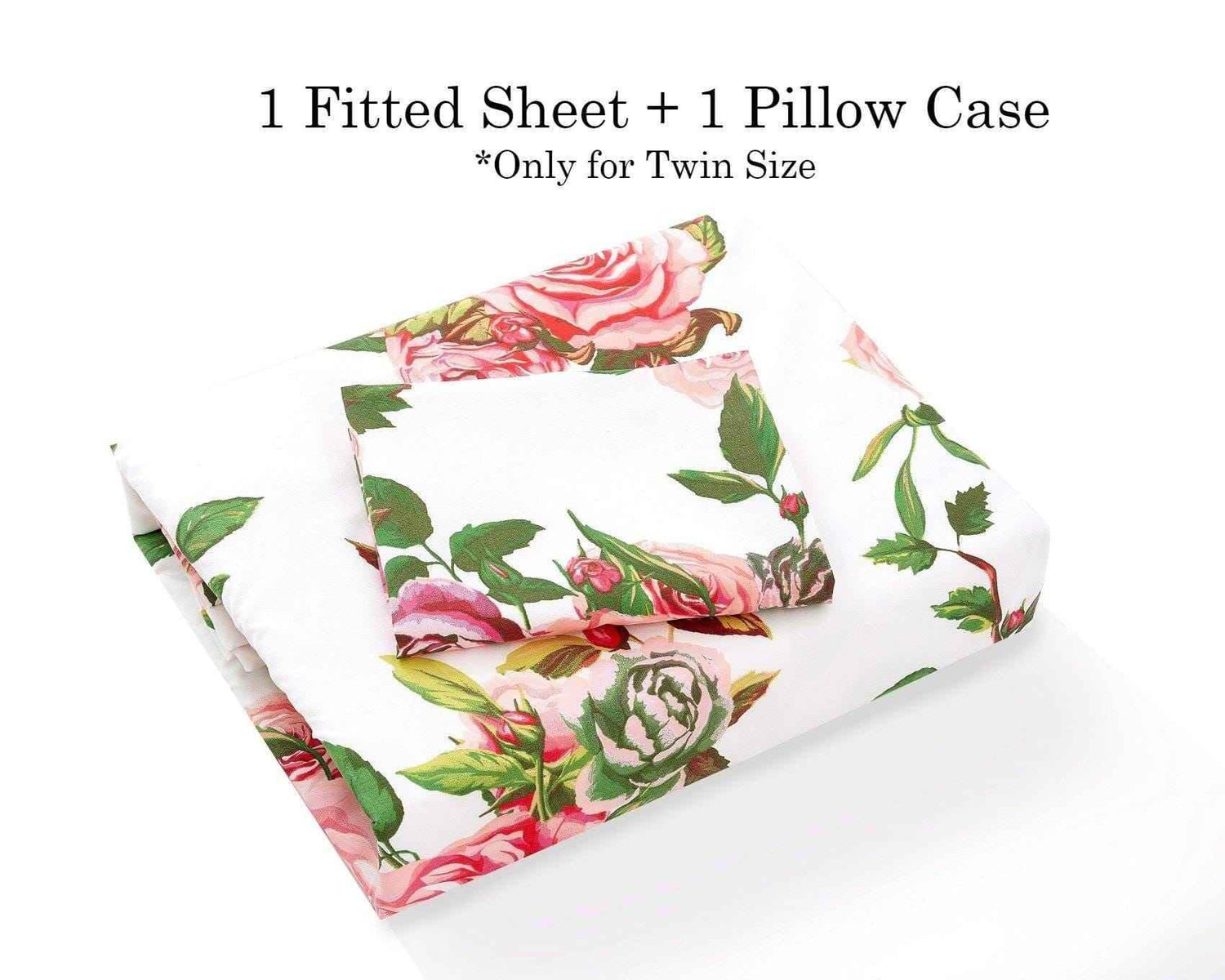 DaDa Bedding Romantic Roses Lovely Spring Pink Floral Fitted Bed Sheet w/ Pillow Cases (JHW879-Fitted) - GiFTiFY