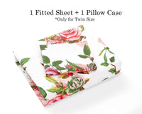 DaDa Bedding Romantic Roses Lovely Spring Pink Floral Fitted Bed Sheet