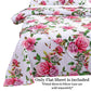DaDa Bedding Romantic Roses Lovely Spring Pink Floral Garden Fitted & Flat Bed Sheet Set w/ Pillow Cases (JHW879)