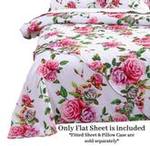 DaDa Bedding Romantic Roses Lovely Spring Pink Floral Garden Fitted & Flat Bed Sheet Set w/ Pillow Cases (JHW879) - GiFTiFY
