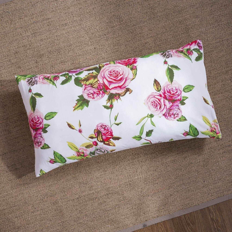 DaDa Bedding Romantic Roses Lovely Spring Pink Floral Garden Fitted & Flat Bed Sheet Set w/ Pillow Cases (JHW879) Sheet Sets by DaDalogy Bedding Collection