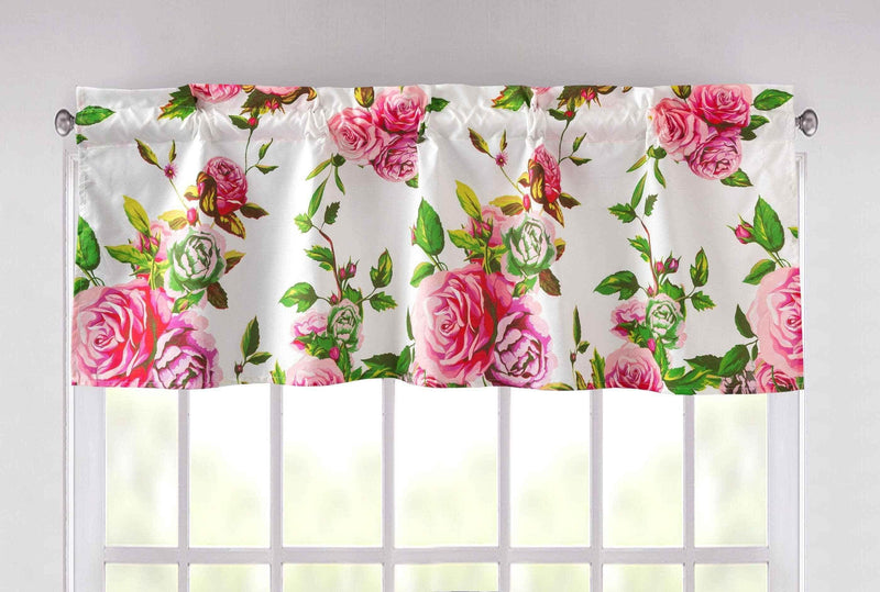 DaDa Bedding Romantic Roses Pink Floral Window Curtain Valance - 18" x 52" (JHW-879) Valance by DaDalogy Bedding Collection