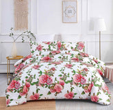 DaDa Bedding Romantic Roses Lovely Spring Pink Floral Duvet Cover Set w/ Pillow Cases (JHW-879) - GiFTiFY