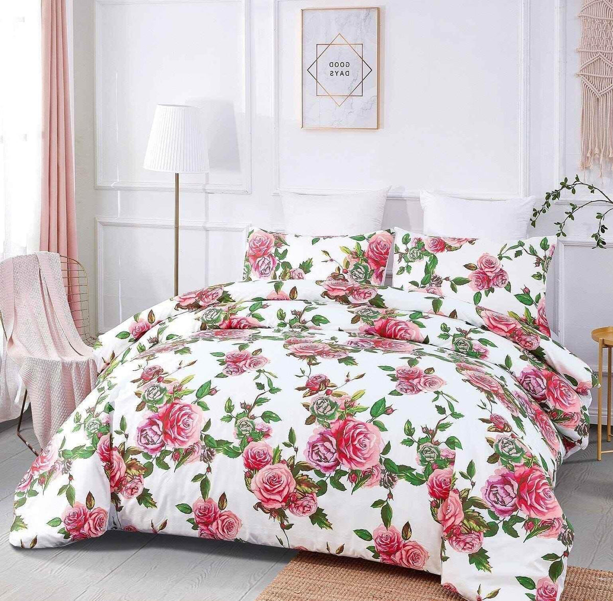 DaDa Bedding Romantic Roses Lovely Spring Pink Floral Duvet Cover Set w/ Pillow Cases (JHW-879) Duvet Covers by DaDalogy Bedding Collection