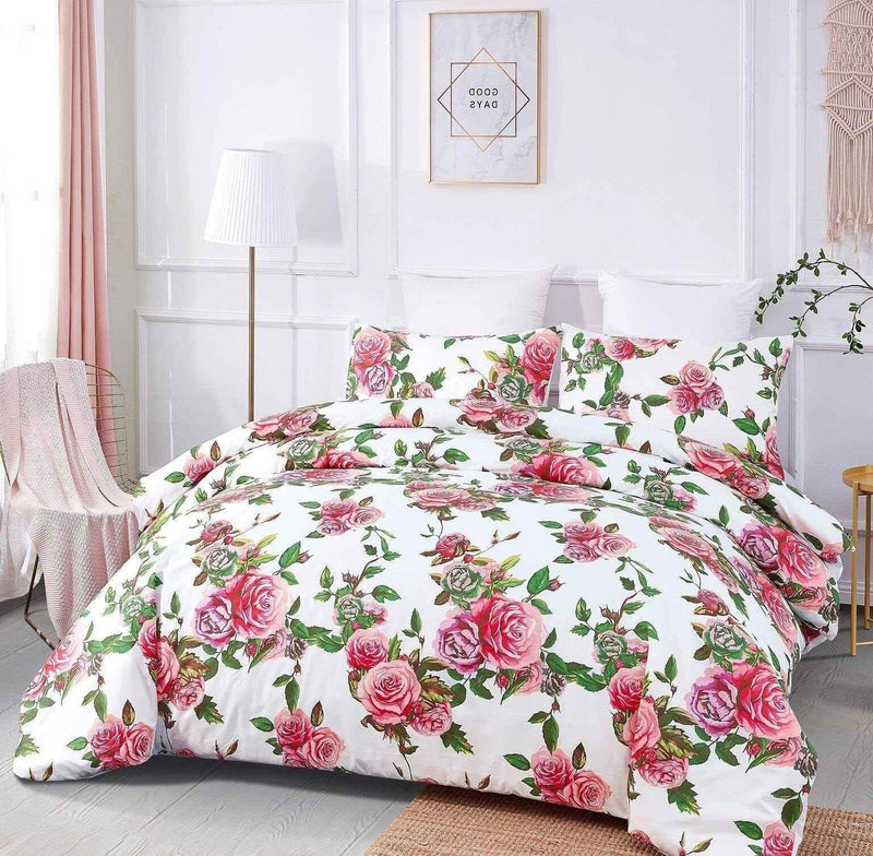 DaDa Bedding Romantic Roses Lovely Spring Pink Floral Duvet Cover Set w/ Pillow Cases (JHW-879) Duvet Covers by DaDalogy Bedding Collection