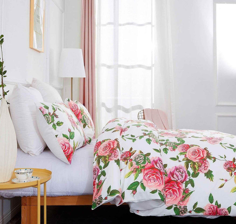 DaDa Bedding Romantic Roses Lovely Spring Pink Floral Duvet Cover Set w/ Pillow Cases (JHW-879) Duvet Covers by DaDalogy Bedding Collection