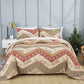DaDa Bedding Botanical Cranberry Sage Chevron Floral Duvet Cover Set w/ Pillow Cases (JHW-924)