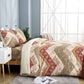 DaDa Bedding Botanical Cranberry Sage Chevron Floral Duvet Cover Set w/ Pillow Cases (JHW-924)