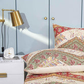 DaDa Bedding Botanical Cranberry Sage Chevron Floral Duvet Cover Set w/ Pillow Cases (JHW-924) - GiFTiFY