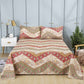 DaDa Bedding Botanical Cranberry Sage Chevron Floral Flat Bed Sheet w/ Pillowcases (JHW-924-Flat)
