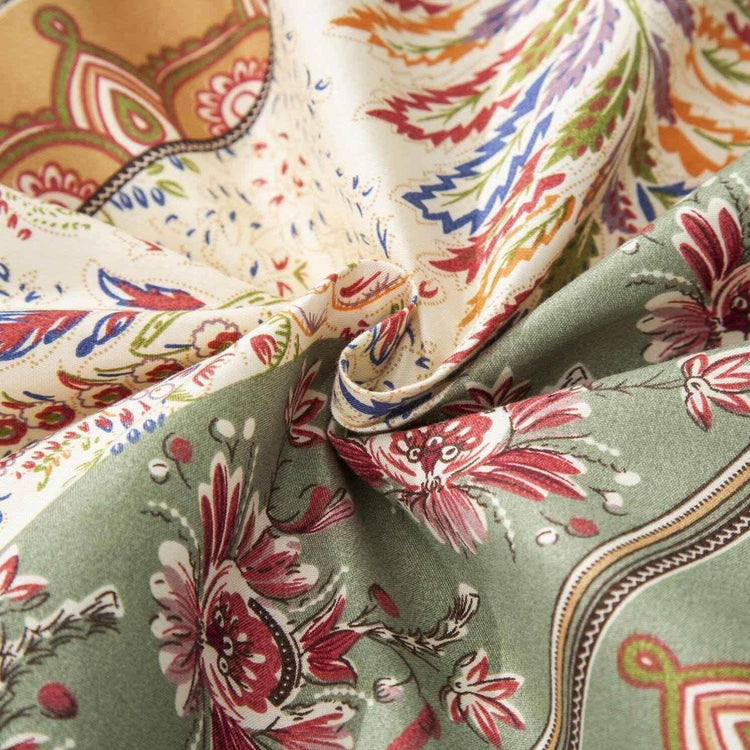 DaDa Bedding Botanical Cranberry Sage Chevron Floral Flat Bed Sheet w/ Pillowcases (JHW-924-Flat) - GiFTiFY