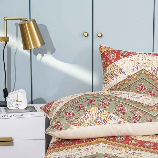 DaDa Bedding Bohemian Cranberry Sage Chevron Floral Queen Size Pillow Case 20" x 30" 1-Piece (JHW924)