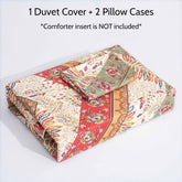 DaDa Bedding Botanical Cranberry Sage Chevron Floral Duvet Cover Set w/ Pillow Cases (JHW-924) - GiFTiFY