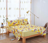 DaDa Bedding Sunshine Yellow Hummingbirds Floral Fitted & Flat Bed Sheets Set (JHW-925) - GiFTiFY