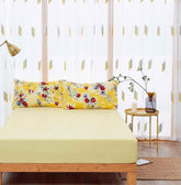 DaDa Bedding Sunshine Yellow Hummingbirds Floral Fitted & Flat Bed Sheets Set (JHW-925) - GiFTiFY