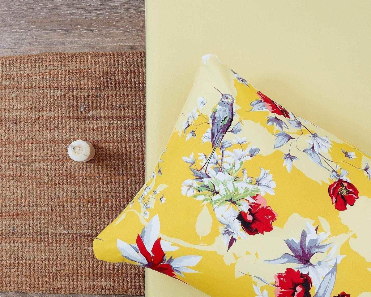 DaDa Bedding Sunshine Yellow Hummingbirds Floral Fitted & Flat Bed Sheets Set (JHW-925) Bed Sheets by DaDalogy Bedding Collection