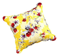 DaDa Bedding Sunshine Yellow Hummingbirds Floral Scalloped Euro Pillow Sham Cover