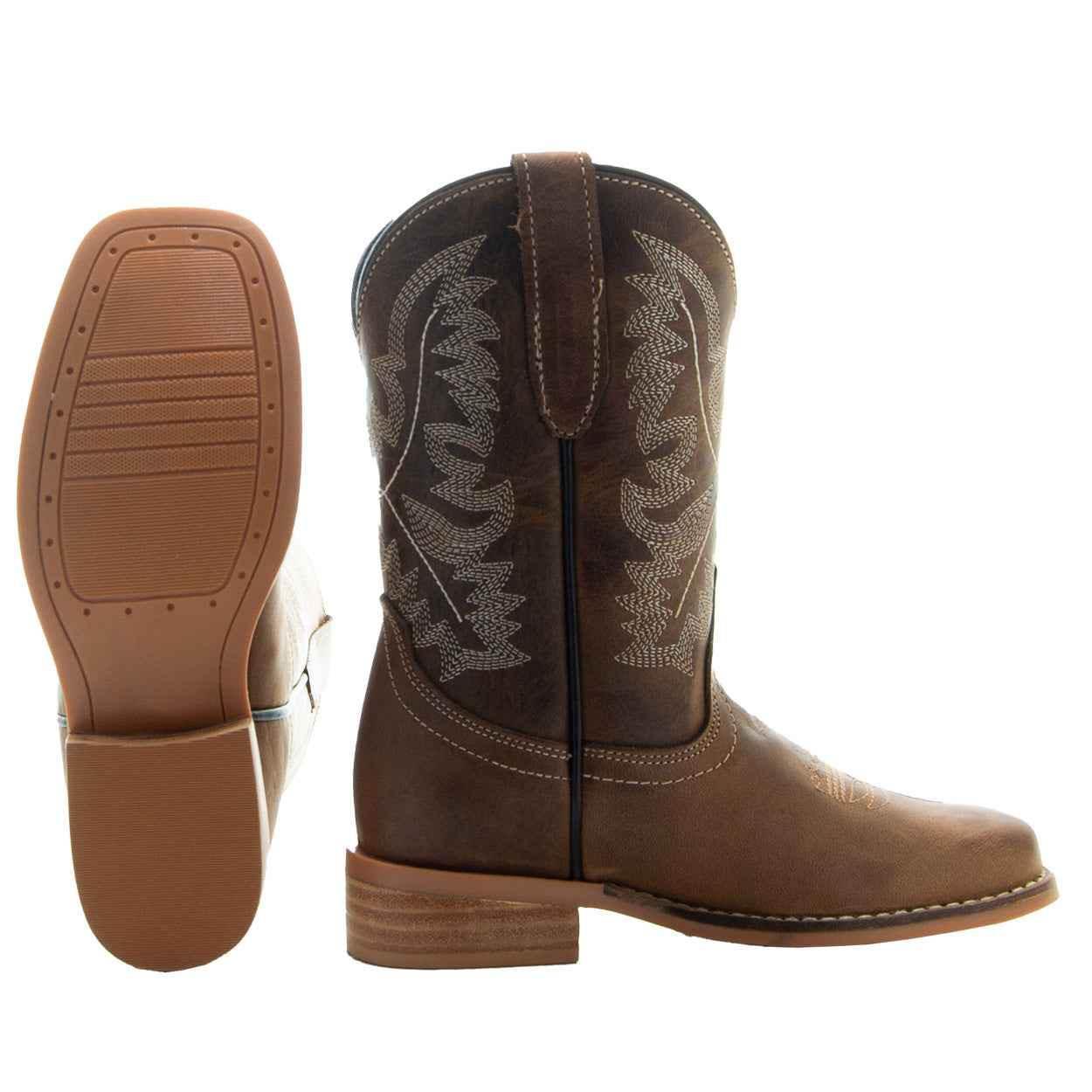 Brown Square Toe Kids Western Boots | Kids Western Dance Boots (K3004) - GiFTiFY