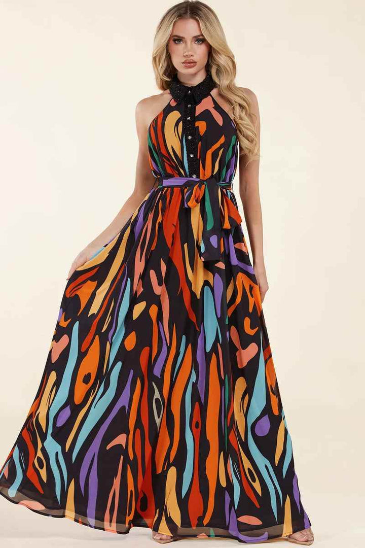Multicolor Abstract Print Maxi Dress - GiFTiFY