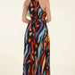 Multicolor Abstract Print Maxi Dress