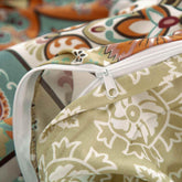DaDalogy Bedding Bohemian Duvet Cover w/Pillow Cases - Reversible Coral Teal Floral Paisley Botanical Garden Party - Bright Vibrant Multi-Colorful Blue Salmon Pink Duvet Covers