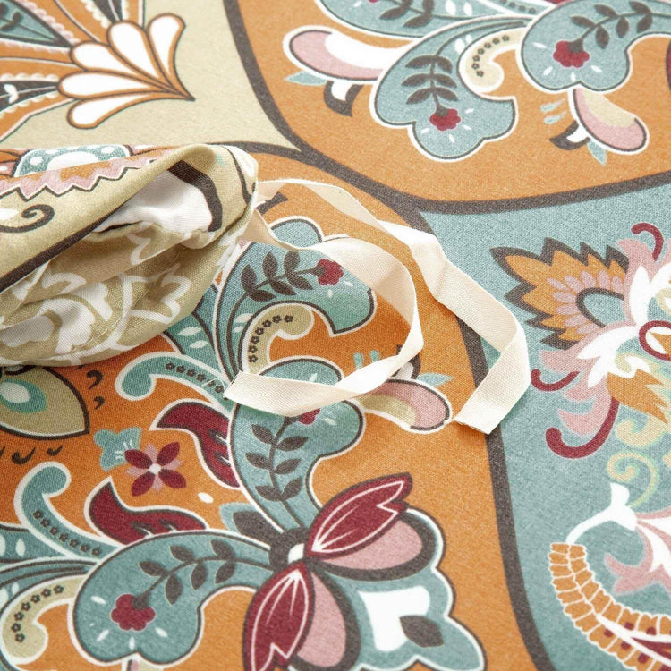 DaDalogy Bedding Bohemian Duvet Cover w/Pillow Cases - Reversible Coral Teal Floral Paisley Botanical Garden Party - Bright Vibrant Multi-Colorful Blue Salmon Pink Duvet Covers