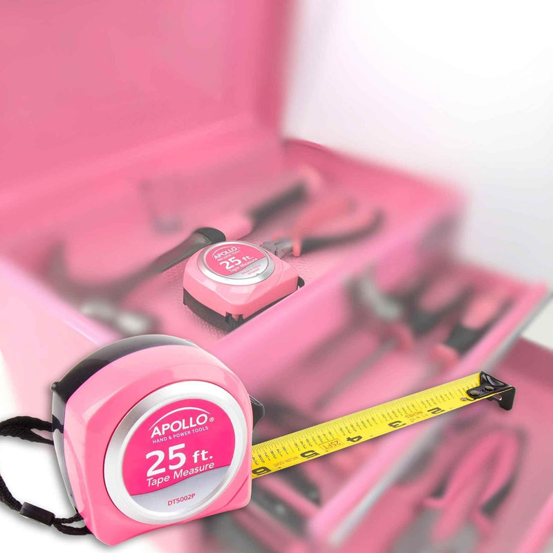 25ft. Tape Measure - Pink - DT5002P Pink Tool Kit by Apollo Tools