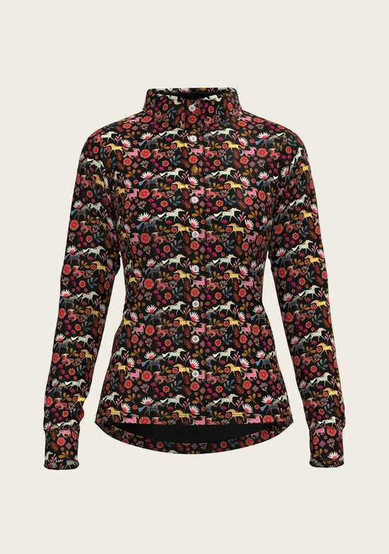  Bouquet on Black Ladies Button Shirt - GiFTiFY
