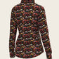  Bouquet on Black Ladies Button Shirt