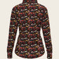  Bouquet on Black Ladies Button Shirt