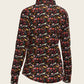  Bouquet on Black Ladies Button Shirt