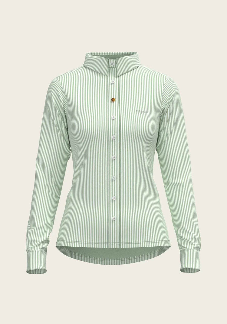Stripes on Lime Ladies Button Shirt - GiFTiFY