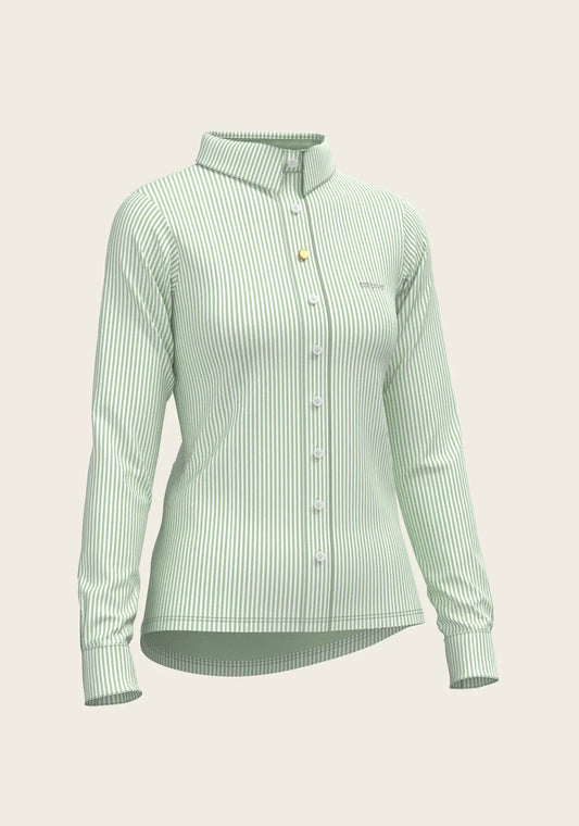 Stripes on Lime Ladies Button Shirt Espoir Equestrian