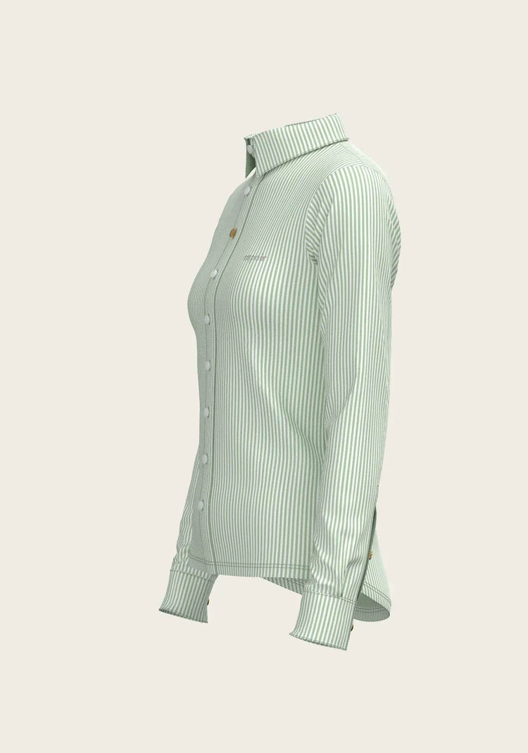Stripes on Lime Ladies Button Shirt - GiFTiFY
