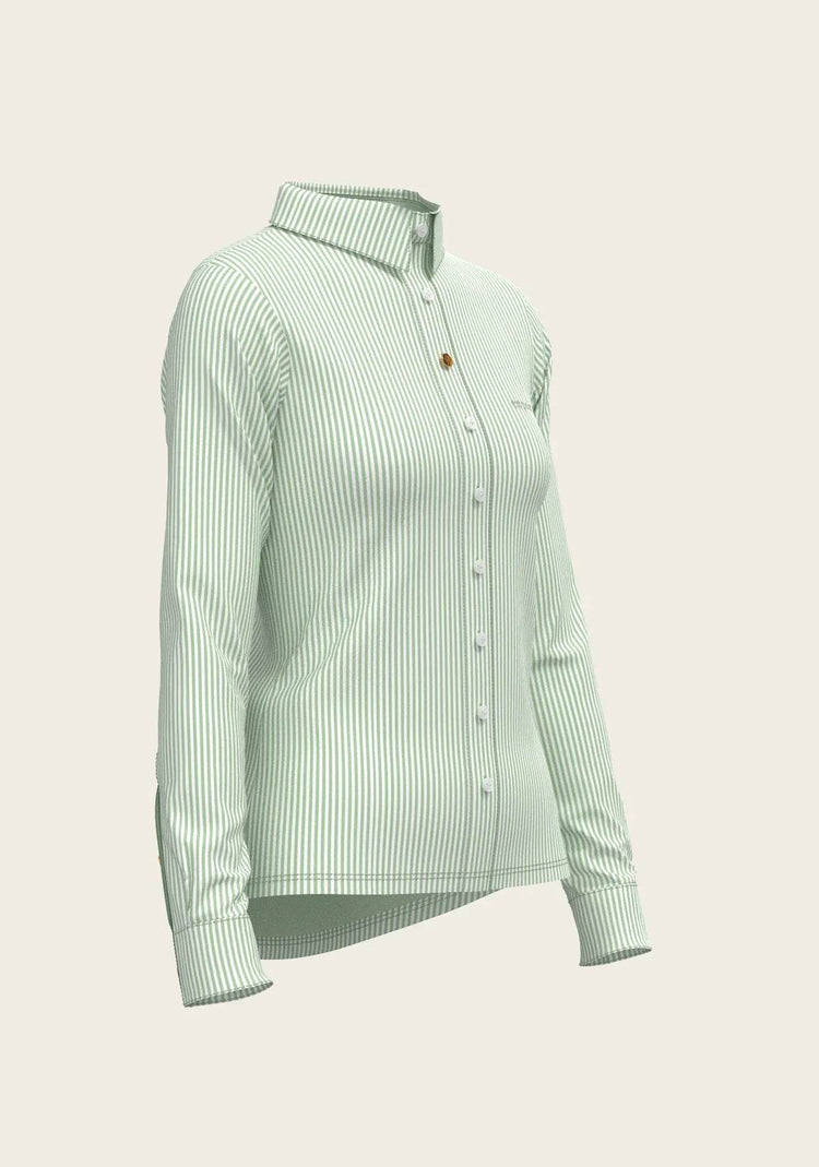 Stripes on Lime Ladies Button Shirt - GiFTiFY