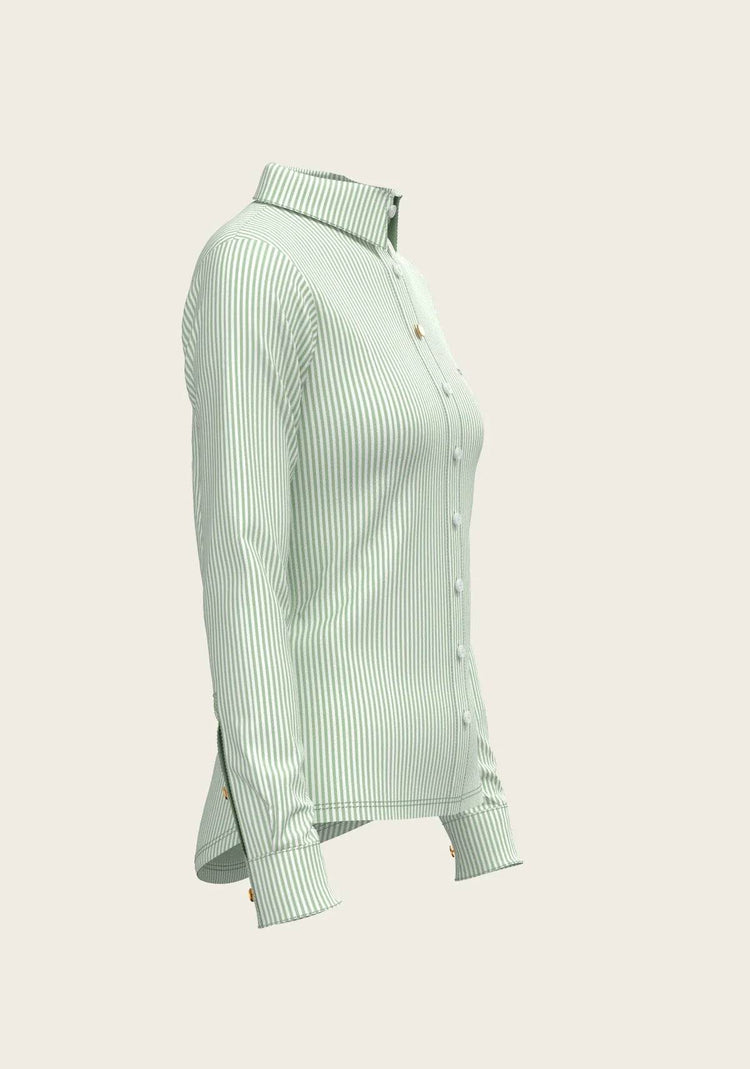 Stripes on Lime Ladies Button Shirt - GiFTiFY