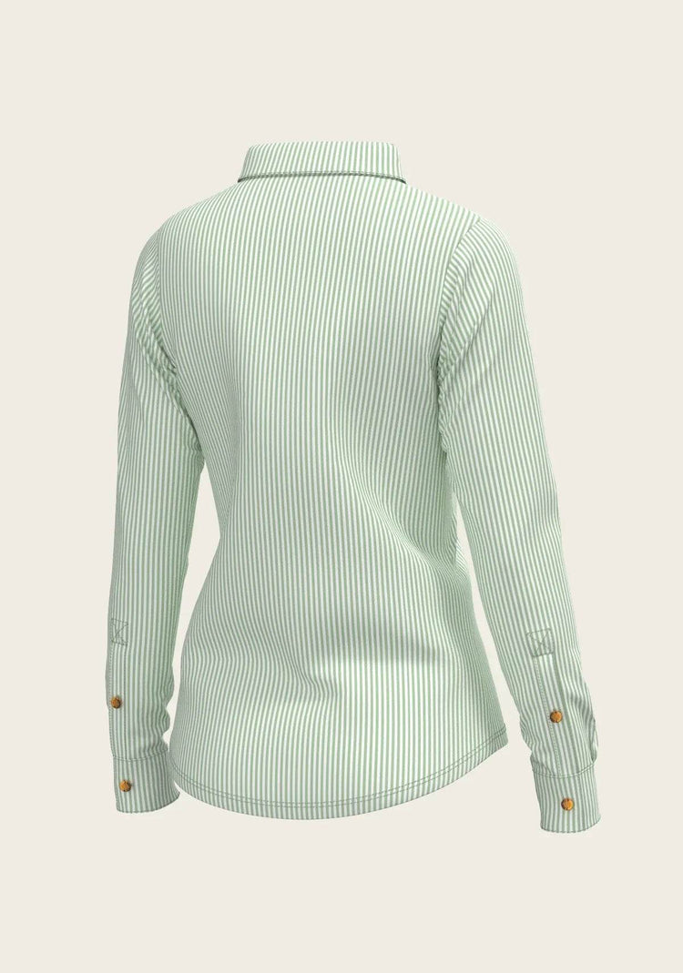 Stripes on Lime Ladies Button Shirt - GiFTiFY