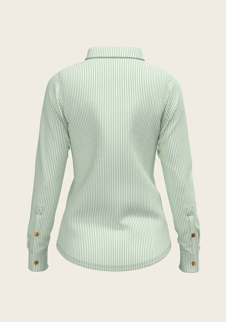 Stripes on Lime Ladies Button Shirt - GiFTiFY