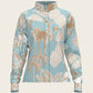  Island Horses on Sky Blue Loose Fitting Button Shirt