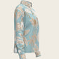  Island Horses on Sky Blue Loose Fitting Button Shirt